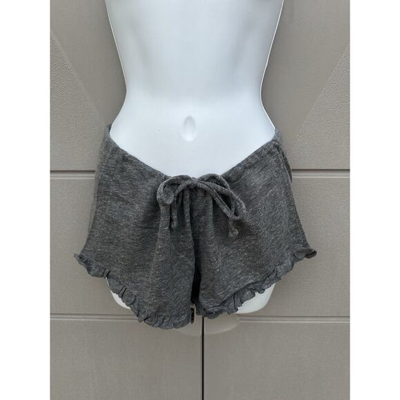NWT Chaser Women's Soft Cozy Gray Low Rise Ruffle Hem Drawstring Shorts Sz M - Picture 2 of 12